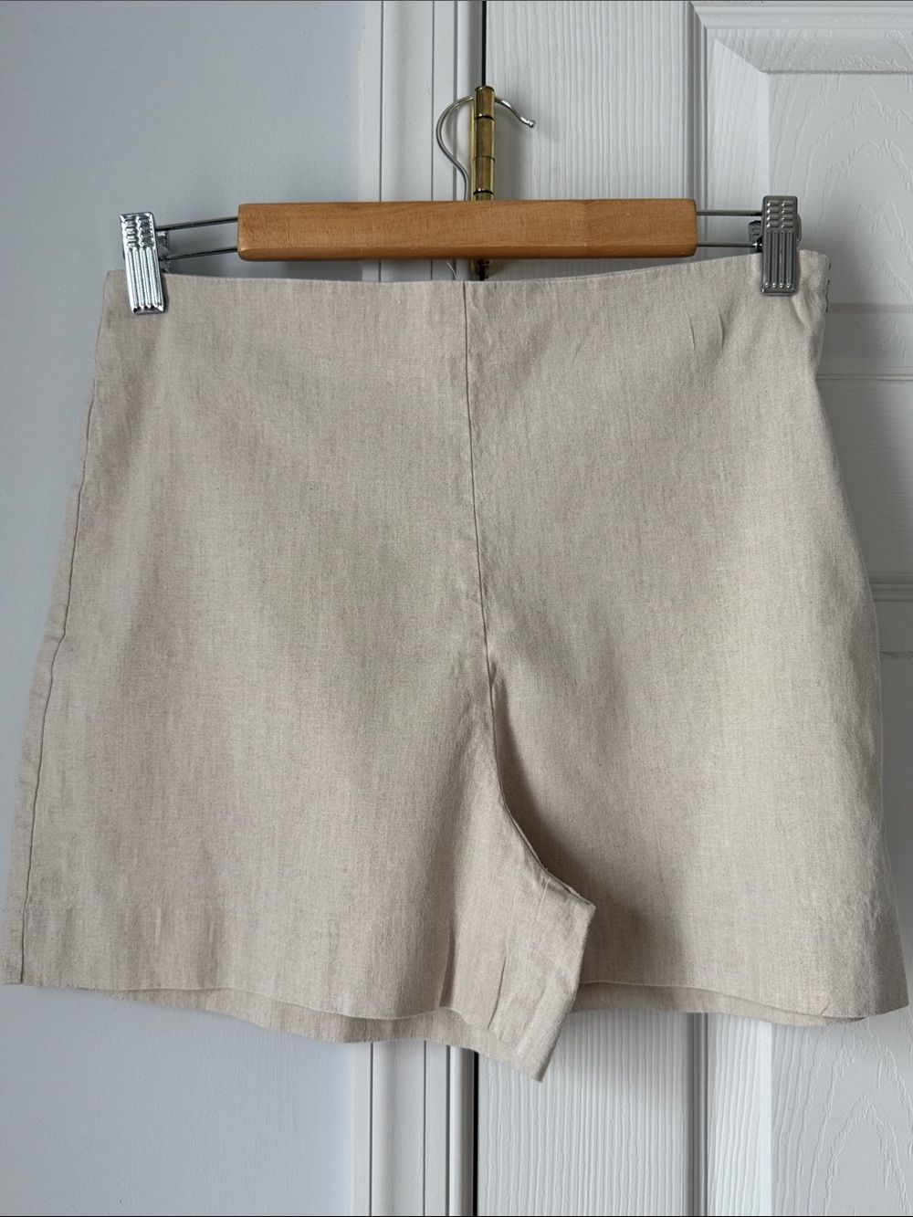 Mango Neutral Linen-Blend High-Rise Shorts